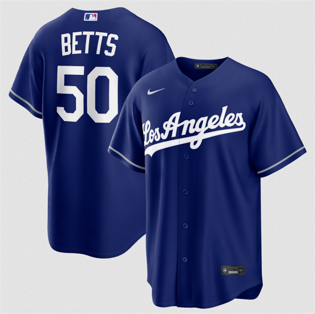 Men's Royal Los Angeles Dodgers #50 Mookie Betts Alternate Stitched Baseball Jersey